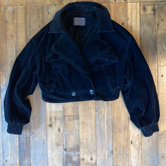 We the free by free people XS black jacket corduroy cropped double breasted NWOT - Picture 1 of 9